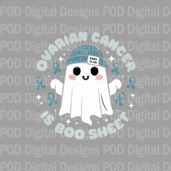 Ovarian Cancer Awareness Ghost PNG: Is Boo Sheet Sublimation (Digital Download)