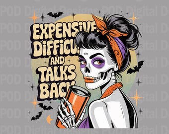 Halloween Skull Png | Sassy Skeleton Woman | Sublimation Design | 300Dpi Digital Download Graphic