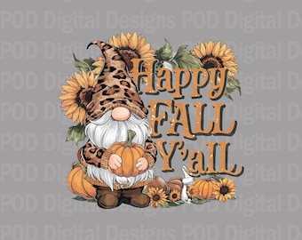 Leopard Print Fall, Autumn Gnome Png - Transparent Sublimation Art | 300 Dpi Digital Download