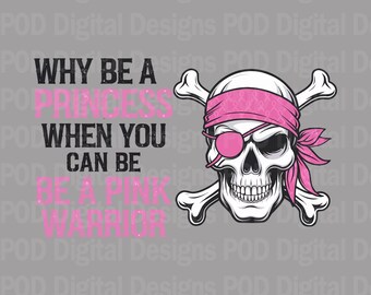 Pink Warrior Skull, Breast Cancer Awareness PNG | Transparent Graphic | Sublimation DTF File