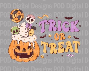 Trick or Treat Halloween PNG - Transparent Digital Clipart for Sublimation