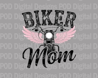 Transparent png Biker Mom Pink Wings Digital Image for Sublimation, DTF, POD, 300 dpi