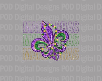 Mardi Gras Digital, Transparent Png Clipart | 300 Dpi | Sublimation Party Graphics Bundle