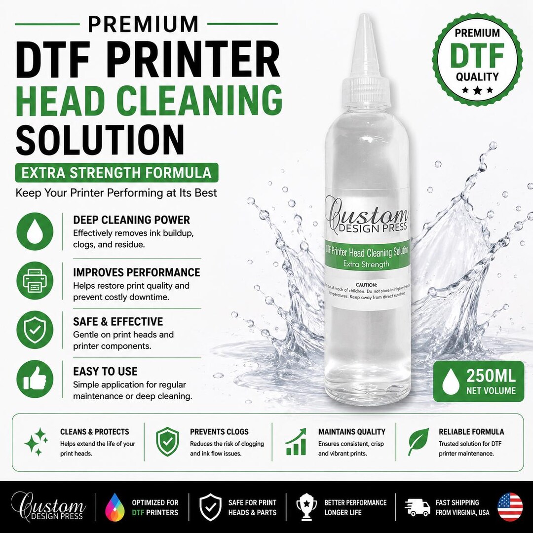 DTF Printer Head Cleaning Solution 250ml Unclog Printheads Maintenance ...