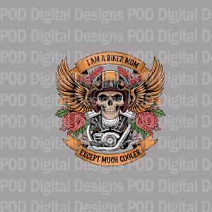 Biker Mom Cool Transparent png for Sublimation  DTF 300 dpi Digital Image