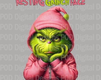 Transparent png Resting Grinch Face | Sublimation | DTF | DTG