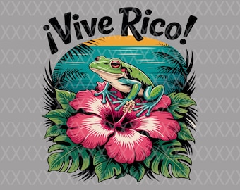 Puerto Rico Coqui Frog PNG Tropical Hibiscus Flower Digital Download for Sublimation and Crafts