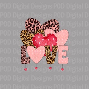 Valentine&#39;s Day, Transparent png Love Hearts, DTF transfers, DTG, T shirt design, Digital Download