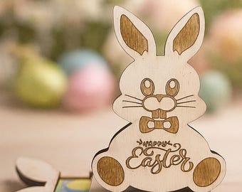 Porta soldi coniglietto pasquale SVG - File tagliato al laser per Glowforge xTool LightBurn - Download digitale