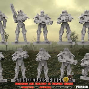 T-45 Power Armoured Soldiers x 10 | 12K HD Resin Print | 28mm Miniature | Wargaming | Fallout | Wasteland Warfare | Roleplaying | Pathfinder