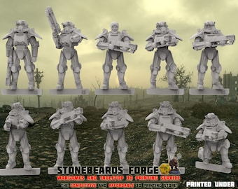 T-45 Power Armoured Soldiers x 10 | 12K HD Resin Print | 28mm Miniature | Wargaming | Fallout | Wasteland Warfare | Roleplaying | Pathfinder