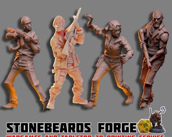Classic Zombie Survival Squad | 32mm | 12K Resin Print | Vaultz | Survivors | Wargaming | TableTop | Left 4 Dead | Apocalypse | Wasteland
