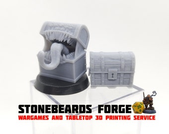 Chest Mimic and Chest | 4K HD Resin Print | 28mm Miniature | Wargaming | TableTop | Dungeons and Dragons | D&D | Roleplaying | Pathfinder