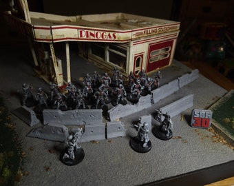 Jersey Barrier Set - 10 Pieces | 4K HD Resin Print | 28mm 32mm | Wargaming | TableTop | Post Apocalyptic | Modern City | Scatter Terrain