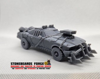 Road Warrior Car | 4K HD Resin Print | 28mm Scale | Wargaming | TableTop | Post Apocalyptic | Wasteland | Model Kit