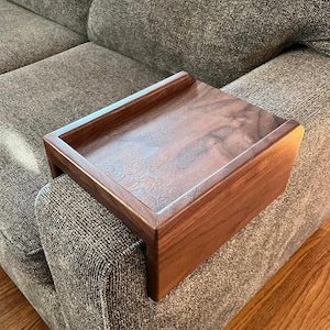 HULISEN Couch Cup Holder, Sofa Arm Wooden Tray With Cup Holder