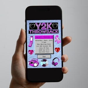 Y2K-uitnodiging | Digitale uitnodiging verjaardagsfeestje jaren 2000 | Retro 25e verjaardagsavond | Afdrukbaar uit de jaren 00
