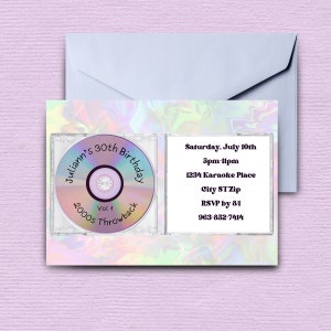 Invito per festa a tema anni 2000 / Invito digitale per festa Y2K / Invito per custodia CD primi anni 2000 / Festa retrò per 30° compleanno / Festa di ritorno agli anni 2000