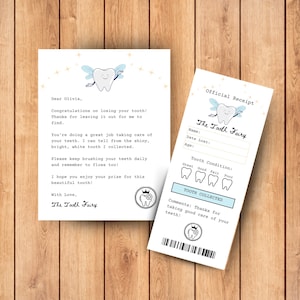 Lettre de fée des dents imprimable | Recette de fée des dents | Certificat de première dent perdue | Note de fée des dents | Lettre modifiable | Téléchargement instantané
