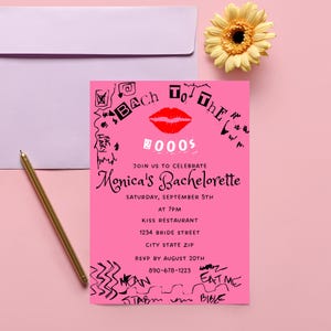 Invito a Burn Book / Invito addio al nubilato Y2K / Invito a una serata tra ragazze / Ritorno agli anni 2000 / Modello a tema addio al nubilato rosa