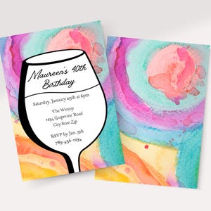 Invitación de cumpleaños con vino / Invitación para fiesta de 40 cumpleaños / Fine Like Wine Descarga digital / Cata de vinos editable e imprimible / Let's Sip Evite