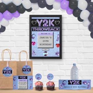 Décorations de fête des années 2000 | Décorations pour cupcakes d'anniversaire de l'an 2000 | Étiquette de bouteille d'eau des années 2000 | Étiquettes originales pour cadeaux de fête | de remerciements | Décoration de l'an 2000