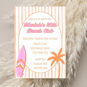 Coastal aesthetic invitation design with light sunset colors