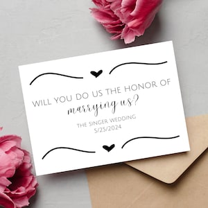 Offizienter Vorschlag Karte | Heiraten Sie uns? Ich kann nicht sagen, dass ich ohne dich auskomme | Hochzeitsvorschlag Vorlage | Kannst Den Knoten Ohne Dich Binden