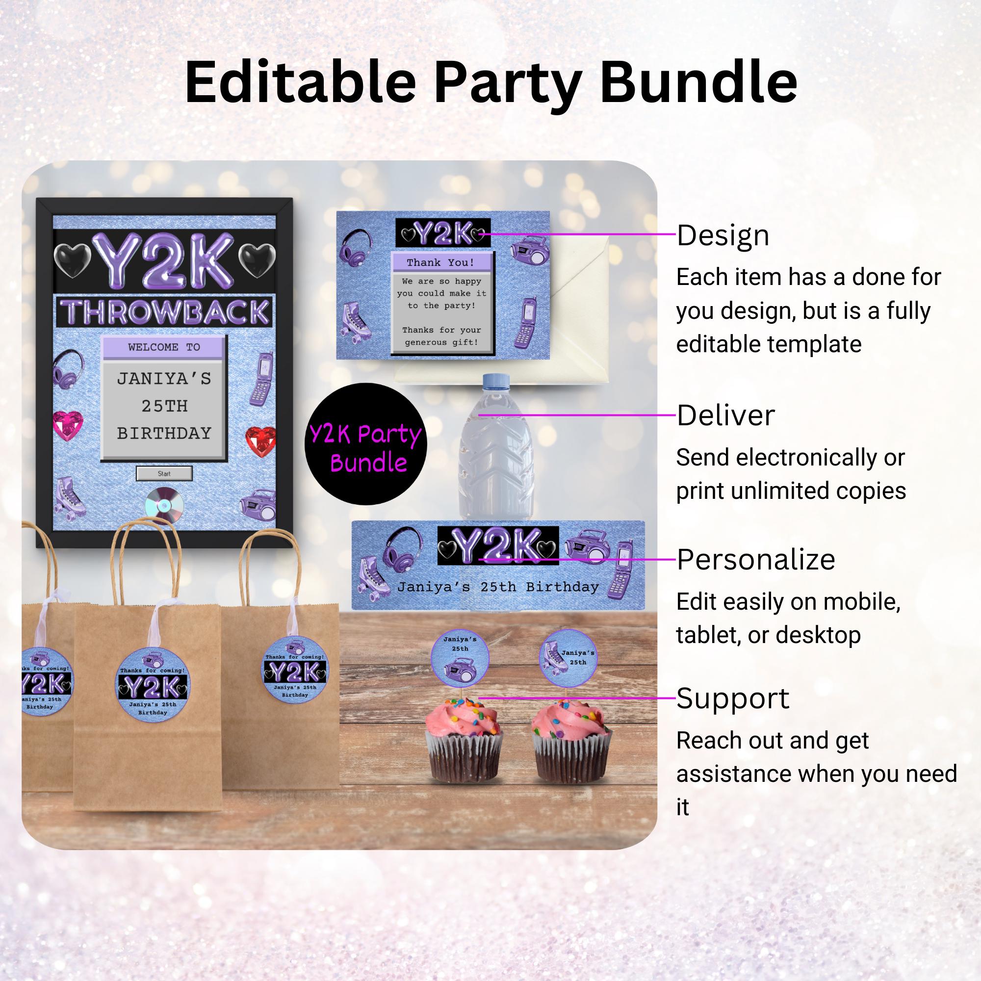 2000s Party Decorations | Y2K Birthday Cupcake Toppers | 2000s Water ...