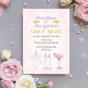MuuMuus and Margaritas Invitation | Girls Night Invite | Moomoos and Margaritas Digital | Ladies Night Invitation | Pink Lime Green Evite