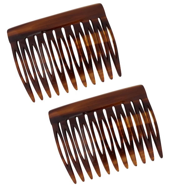 Charles J. Wahba - Classic Side Combs for Short Hair (Paired) - Petite Sized - (Demi-Blonde Color) - HANDMADE IN FRANCE