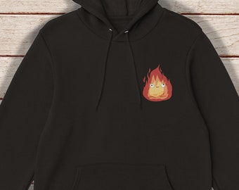 Studio Ghibli Calcifer Hoodie, Howl's Walking Castle Calcifer Pullover, Premium-Qualitäts-Hoodies, niedlicher, gemütlicher Hoodie, Geschenk für Anime-Fan