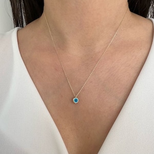 14K Solid Gold Blue Evil Eye Necklace, Gold Nazar Necklace, Dainty Evil Eye Pendant, Evil Eye Charm, Protection Jewelry, Mothers Day Gift