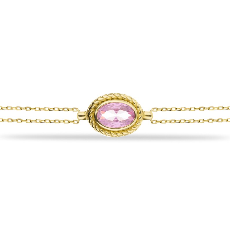 14K Gold Morganite Bracelet, June Birthstone, Morganite Oval Cut Bracelet, Birthstone Bracelet, 14K Solid Gold Bracelet, Dainty Jewelry 14k  Yellow Gold