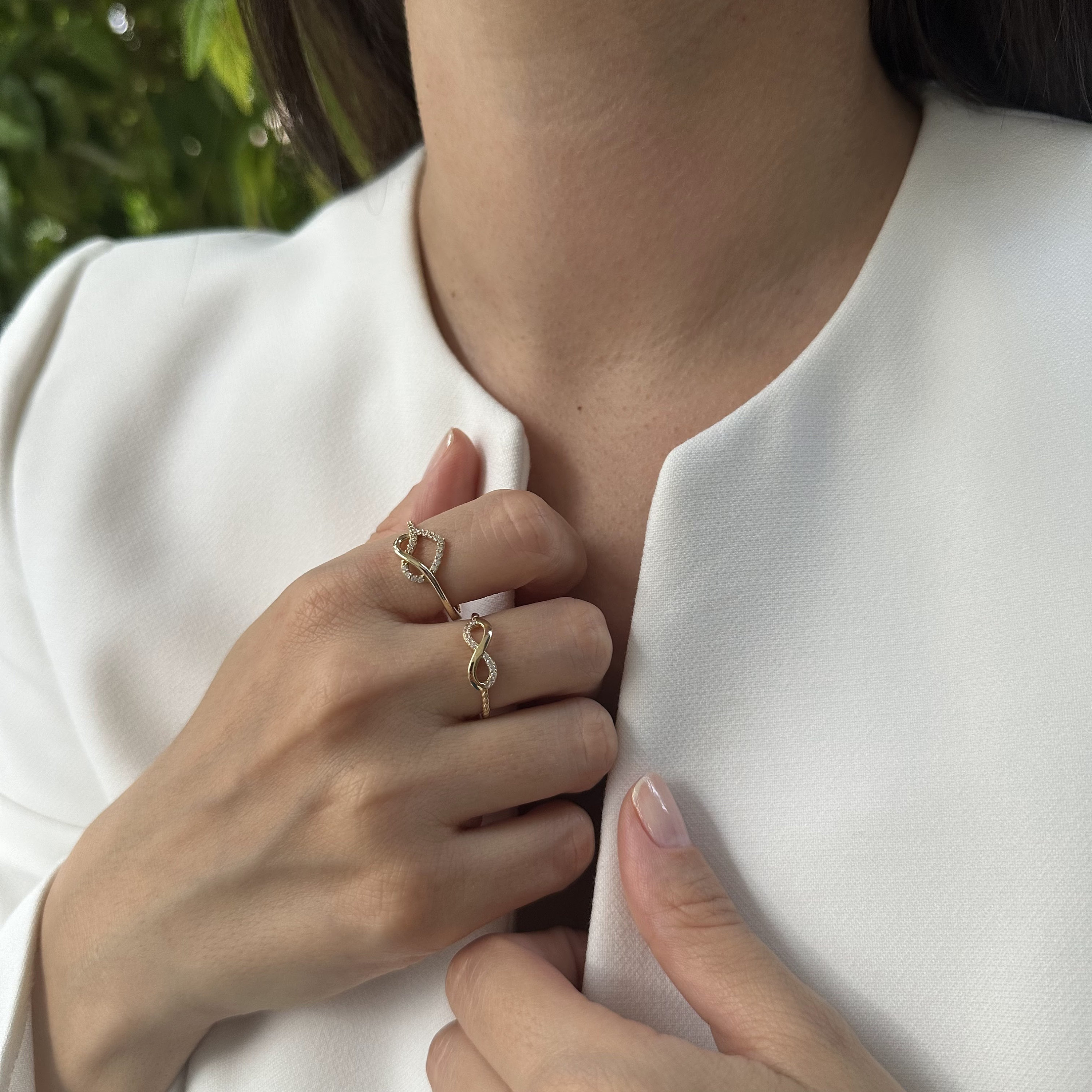 14K Gold Infinity Ring, Solid Gold Infinity Ring With CZ