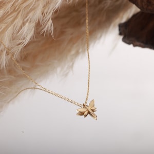 Gold Dragonfly Necklace, 14K Solid Gold Dragonfly, Summer Jewelry, Minimalist Jewelry,  Dragonfly Jewelry, Fine Jewelry, Dragonfly Necklace