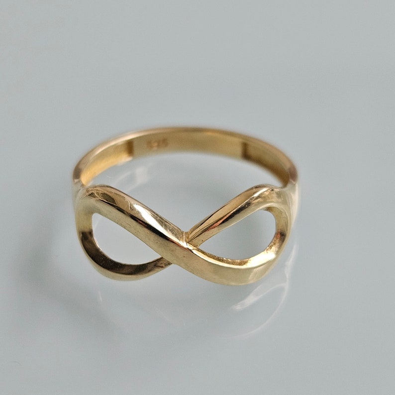 14K Gold Infinity Ring, Solid Gold Infinity Ring, Anniversary Gift, Good Luck Ring, Eternity Ring, Birthday Gift, Statement Ring image 5