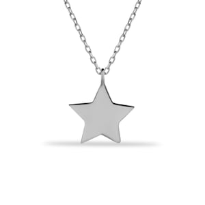 May include: A silver chain necklace with a simple star pendant.