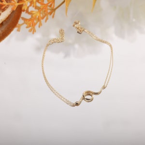 14K Gold Snake Bracelet, Dainty Gold Bracelet, Solid Gold Serpent Bracelet, Minimalist Bracelet, Snake Jewelry, Halloween Jewelry