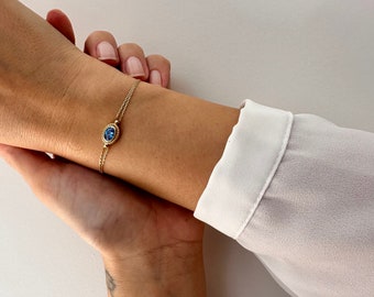 14K Gold Aquamarine Bracelet, March Birthstone, Aquamarine Gemstone Bracelet, Birthstone Bracelet, March Bracelet, Bridesmaid Gifts