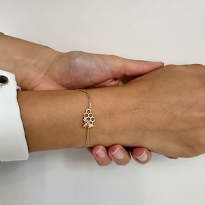 14K Solid Gold Bee Bracelet, Honeycomb Bee, Minimalist Jewelry, Dainty Jewelry, Christmas Gift, Bee Jewelry, Fine Jewelry, Birthday Gift