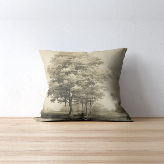 Spun Polyester Square Pillow | Etched | Landscape | Tranquil | Nature | Calm | Lake | Cushion | Timeless | Pillow | Polyester | Serenity |
