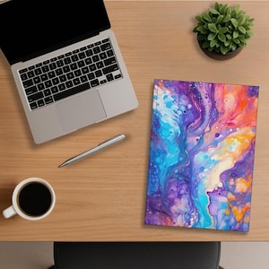 Inbunden matt journal | Akvarell | Virvel | Konstnärlig | Jackson Pollock-inspirerad | Pastell | Livfulla | Virvlande mönster | Kreativ |