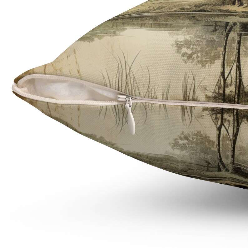 Spun Polyester Square Pillow | Etched | Landscape | Tranquil | Nature | Calm | Lake | Cushion | Timeless | Pillow | Polyester | Serenity | image 5