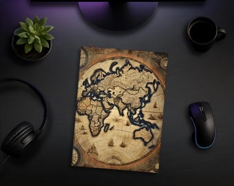 Hardcover Journal | Matte | Vintage | Old-World Map | Notebook | Diary | Map Design | Sepia | Burnt | Journal | Timeless | Traveler's Diary