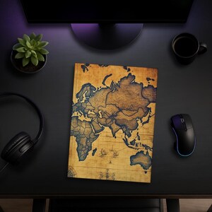 Hardcover Journal | Matte | Vintage | Old-World Map | Notebook | Diary | Map Design | Sepia | Burnt | Journal | Timeless | Traveler's Diary