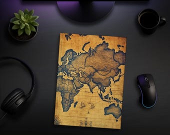 Hardcover Journal | Matte | Vintage | Old-World Map | Notebook | Diary | Map Design | Sepia | Burnt | Journal | Timeless | Traveler's Diary