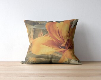 Square Pillow | Home Decor | Botanical | Cushion | Tropical Plant | Sunrise | Leafy Pattern | Polyester | Home Accent | Decorative Pillow |