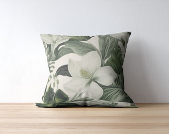 Square Pillow | Home Decor | Natures Serenade | Nature | Botanical | Pillow | Contemporary | Minimalist | Tropical | Plants | Leafy Pattern
