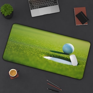 Desk Mat | Golf | Golf Ball | Putting Green | Natural | Fairway | Laptop | Golf Course | Golfer | Sports | Neoprene | Non-Slip | Mouse Pad |